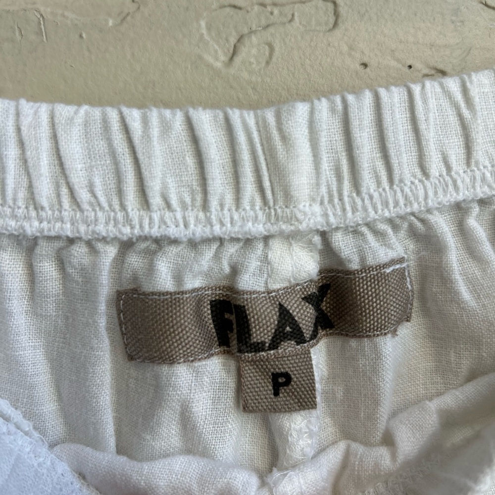 Flax white 100% linen crop pants sz 4/6 Beach coastal resortwear summer pockets - Picture 5 of 7